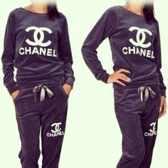 blue chanel sweatpants|chanel sweatsuit.